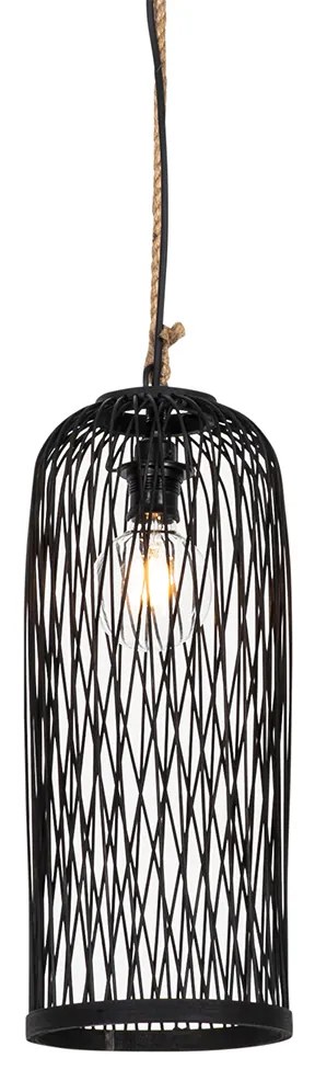 Lampa suspendata de exterior rural ratan negru 25 cm - Calamus