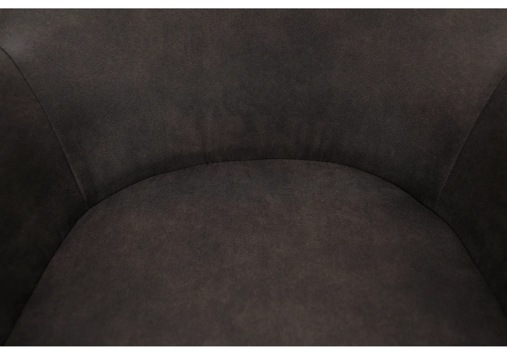 Fotoliu design, ţesătură din piele periată, maro Taupe / negru, LACEY