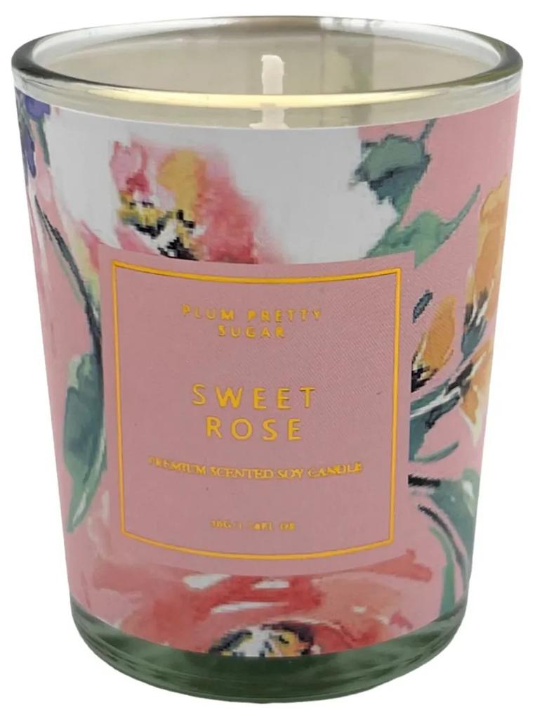 Lumanare parfumata SWEET ROSE, pahar sticla, 5x6 cm