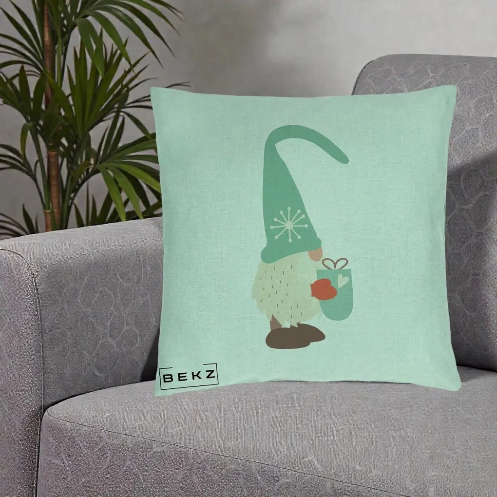 Perna Decorativa Gnom Nordic cu Cana Calda Menta, 40x40 cm, Verde Menta, Husa Detasabila, Perna Inclusa, BEKZ®