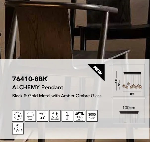 Lustra cu 8 pendule LED design modern minimalist Alchemy