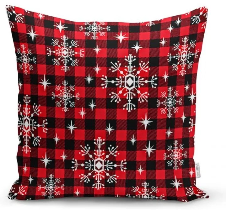 Set 4 fețe de pernă și un napron de masă cu model de Crăciun Minimalist Cushion Covers Christmas Tartan