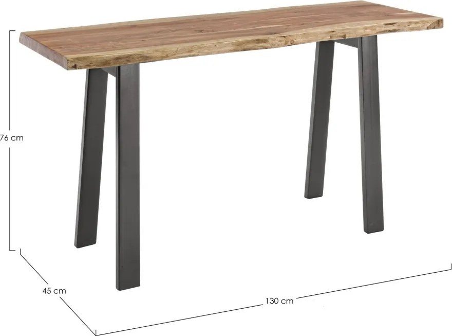 Consolă ARON 130x45x76 cm din lemn masiv de acacia și metal | Bizzotto