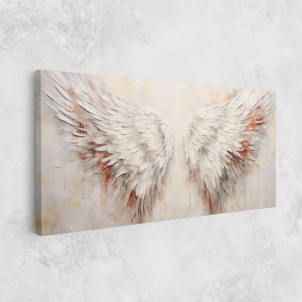 Tablou Canvas, 80x160cm, Dormitor si Living, Moderne, Textura de pictura, White Bloody Wings