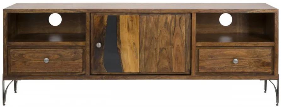 Comoda TV maro din lemn de Acacia, 175x40x60 cm, Mustang Mauro Ferretti