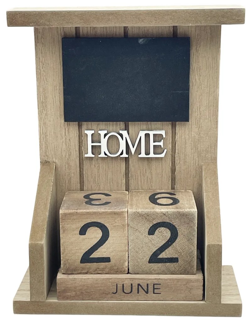 Calendar din lemn HOME, Maro, 12x5x16cm
