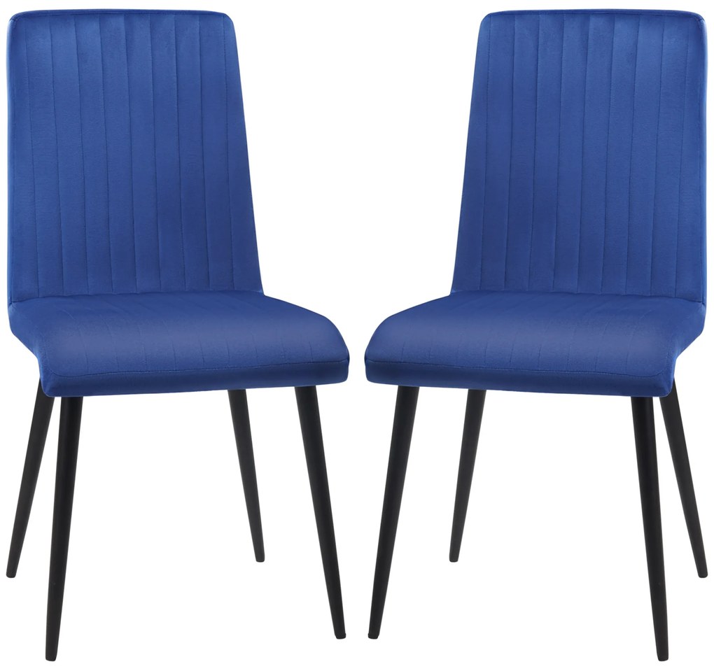 HOMCOM Set 2 Scaune Fără Brațe pentru Masa de Dining, Catifea Albastră, Design Modern și Confortabil | Aosom Romania