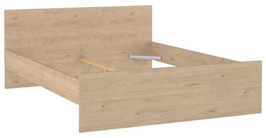 Pat matrimonial în culoare naturală cu aspect de lemn de stejar fără somieră 180x200 cm Naia – Tvilum