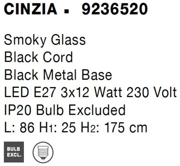 Lustra cu 3 pendule design modern CINZIA fumuriu