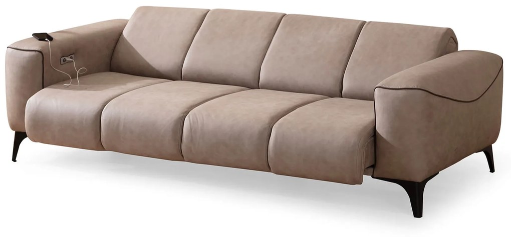 Set canapea extensibila, canapea fixa valentino - bej capuccino(beige capuccino) + fotoliu bej deschis cu forme romboidale pe tapiterie