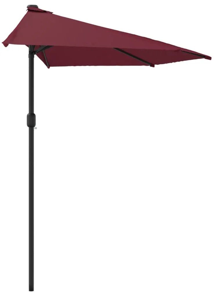 Umbrela de balcon, tija aluminiu bordo 300x150x253cm semirotund Rosu