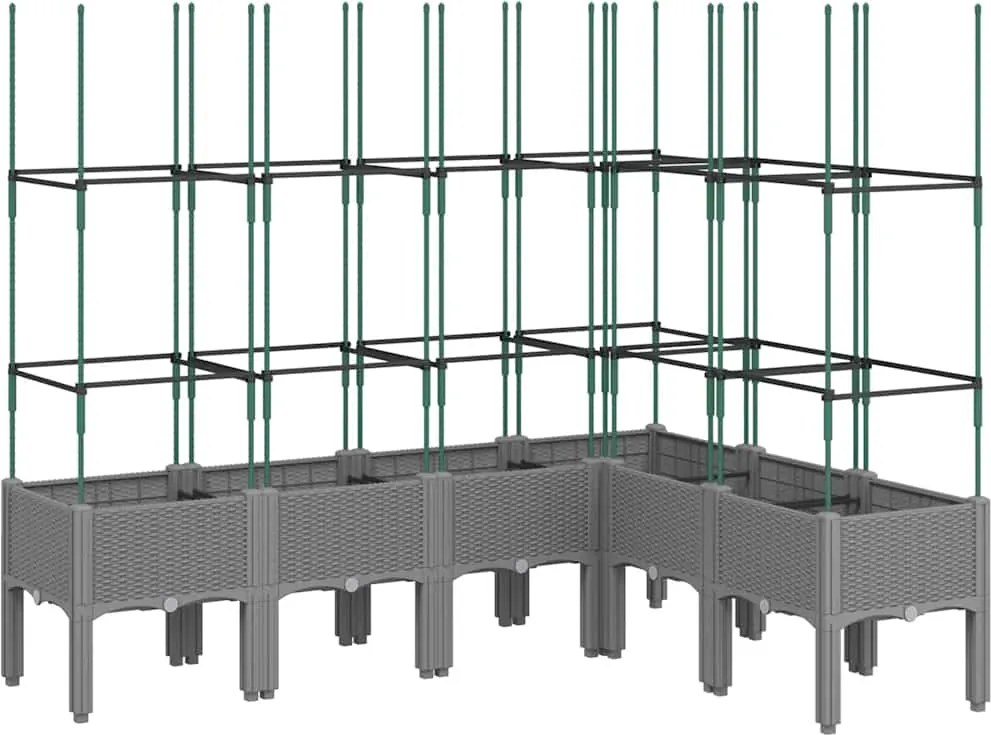vidaXL Jardinieră de grădină cu spalier gri deschis 160x120x142,5cm PP