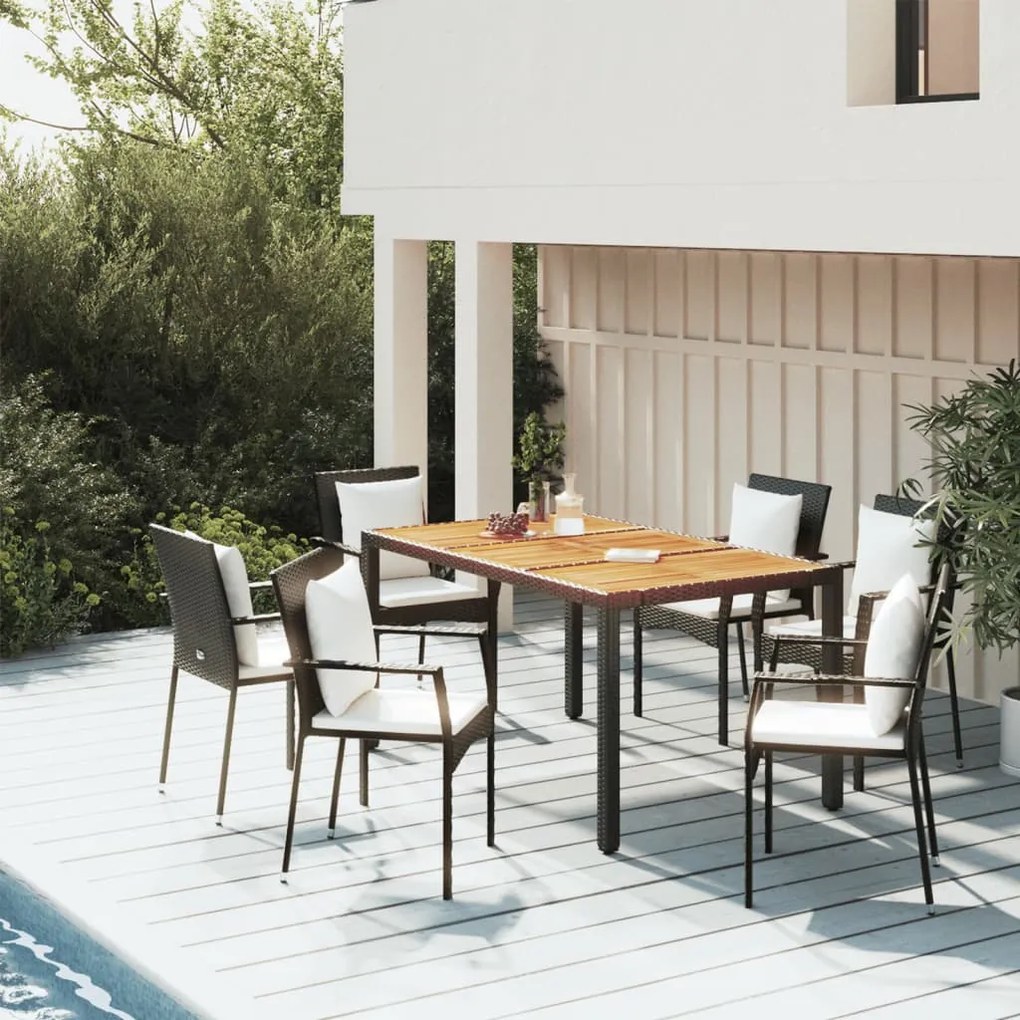 3157965 vidaXL Set mobilier de grădină cu perne, 5 piese, negru, poliratan