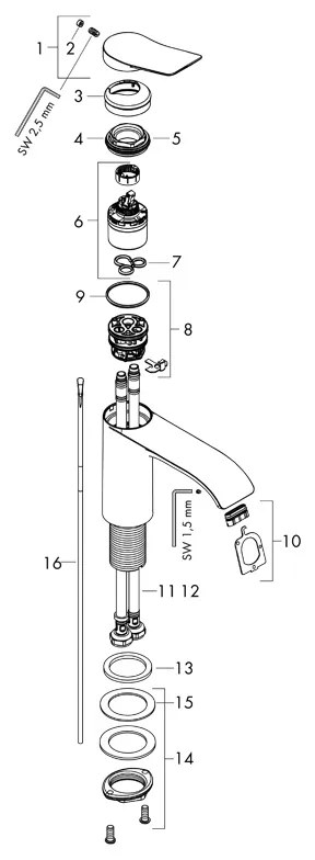 Baterie lavoar, Hansgrohe, Vivenis 110, CoolStart, cu ventil, crom