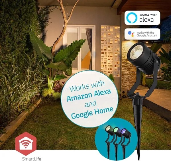 Nedis ZBLOS10RGBW3 - Set de 3 lămpi LED RGBW, reglabile, pentru exterior, LED/3W/230V, IP65, Wi-Fi Tuya