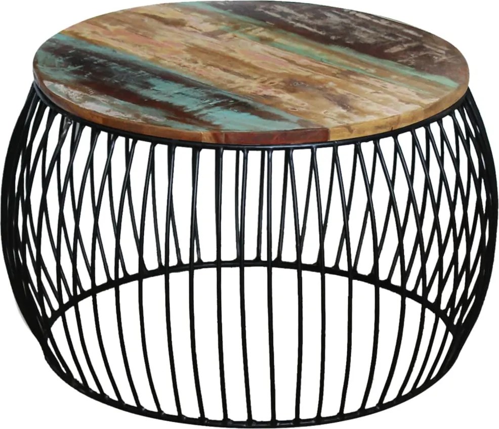 vidaXL Măsuță de cafea, 68x37 cm, lemn masiv reciclat, rotund