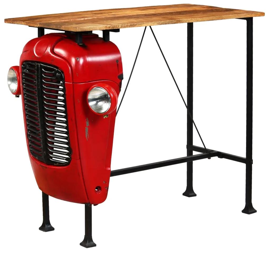 246236 vidaXL Masă bar, stil tractor, lemn masiv mango, roșu, 60x120x107 cm