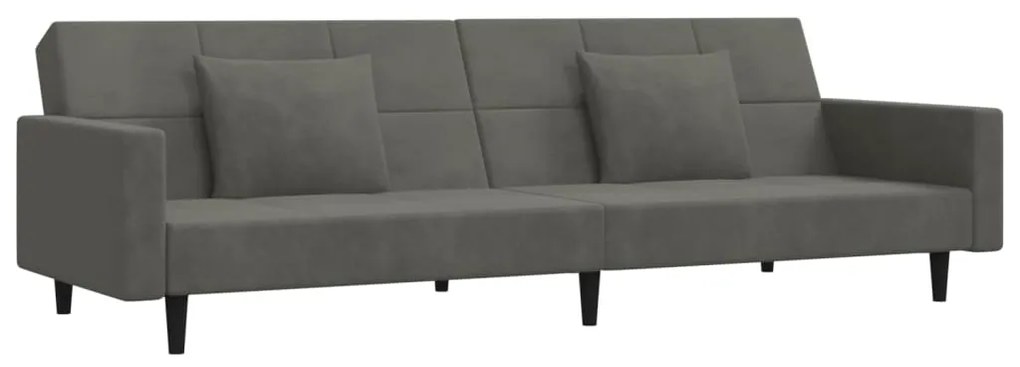 337452 vidaXL Canapea extensibilă cu 2 locuri, 2 perne, gri închis, catifea