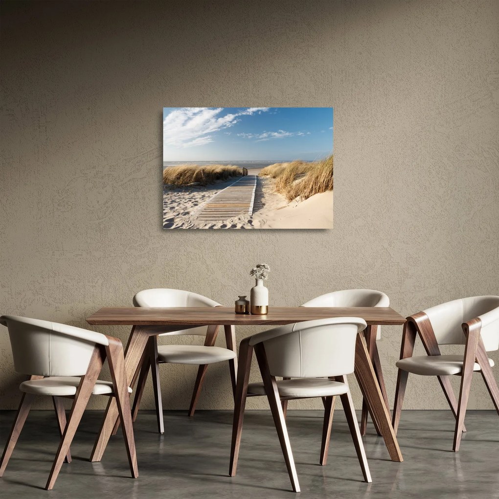 Tablou pe sticlă - Plaja cu nisip de pe insula Langeoog, Germania (70x50 cm)