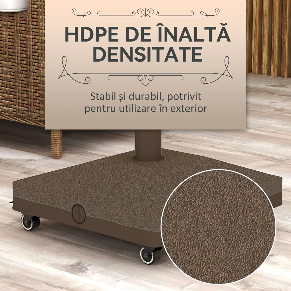 Outsunny Bază pentru Umbrelă cu 4 Roți și Frâne, 45x45x39 cm, Maro | Aosom Romania