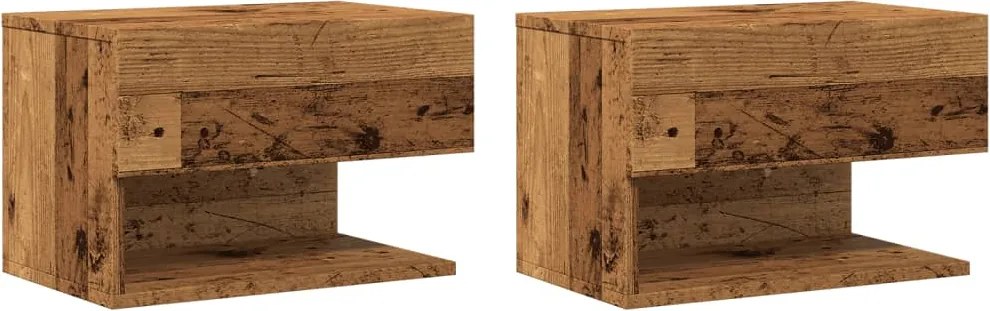 vidaXL Noptiere de perete, 2 buc., lemn învechit