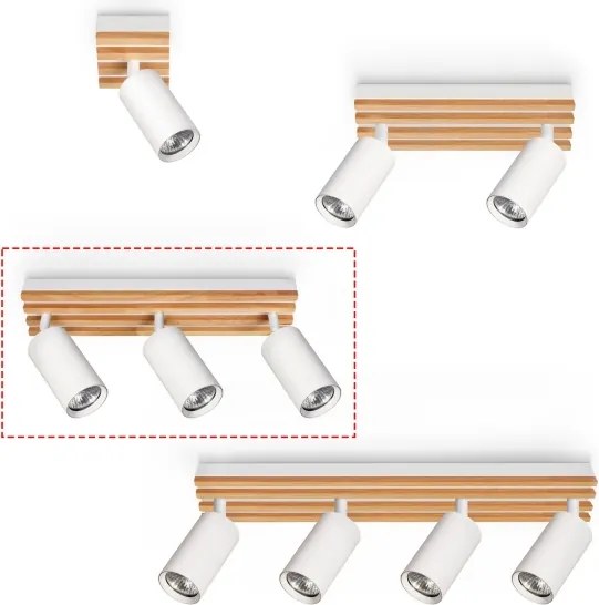 Brilagi - Spot aplicat SELE WOOD 3xGU10/30W/230V alb/lemn
