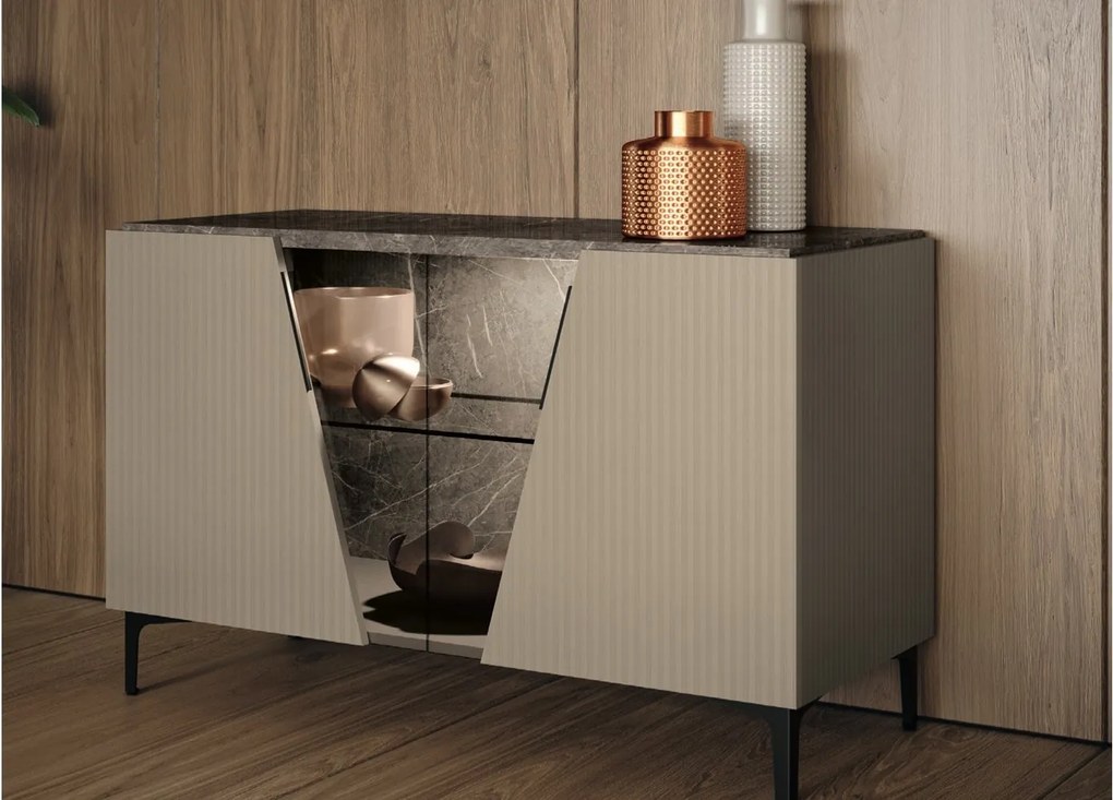 Bufet lemn masiv Fidia 2 uși, 133 × 48 × 92,5 cm