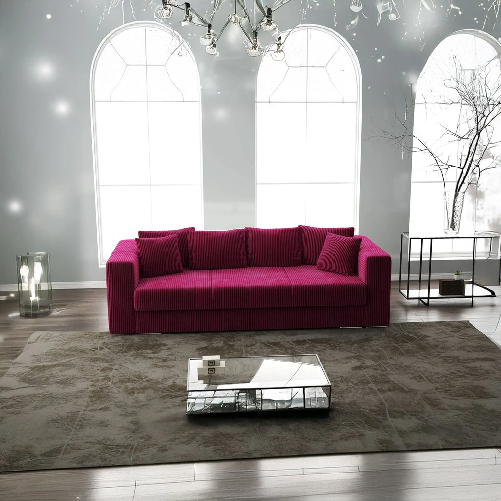 Canapea extensibilă dumonde cu ladă de depozitare si sezut confortabil din spuma high-density, Gloria Zoom Red 240x100 cm