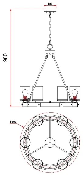 Lustră pe lanț LILA 6xE27/60W/230V Globo 15555-6H