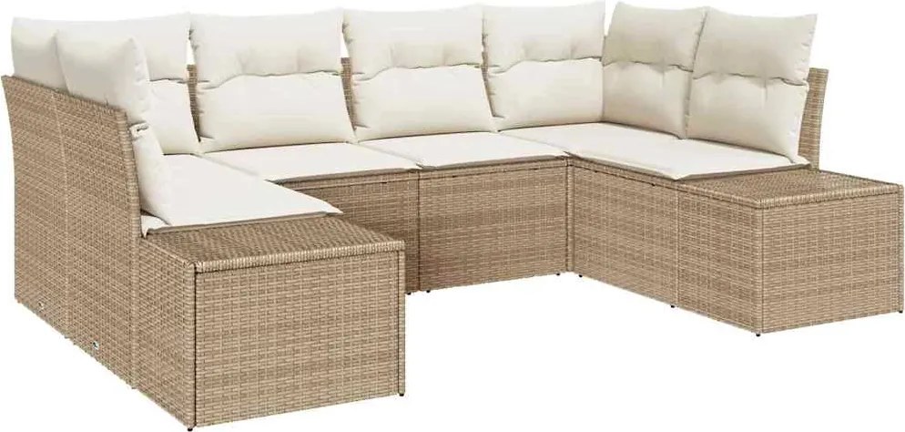 vidaXL Set de canapele pentru grădină 6 pcs Bej și crem Rattan poli