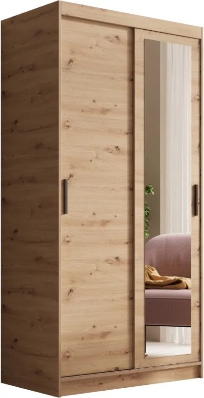 Dulap cu usi glisante si oglinda, 100x60x205 cm, Hailey 100, ADRK Furniture (Culoare: Artisan / Artisan)