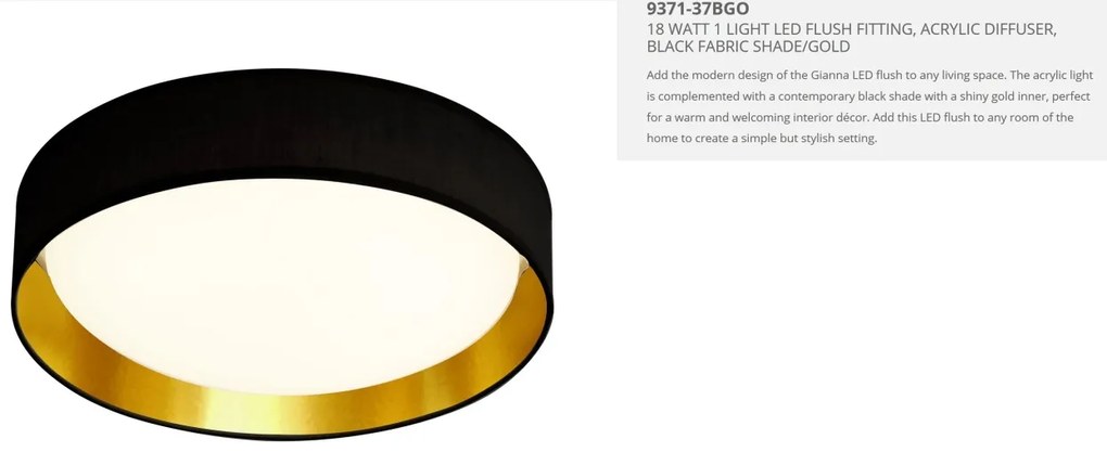 Lustra LED moderna 37cm Gianna negru/auriu 9371-37BGO SRT
