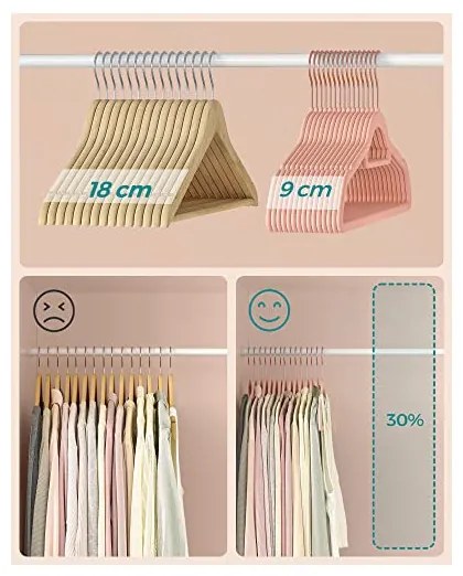 Set 30 umerase, Songmics, 43.5 cm, CRF21PK30, Roz