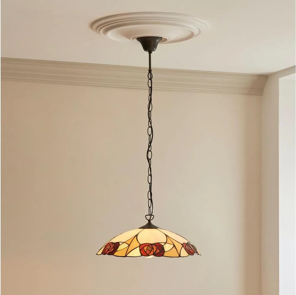 Endon 112197 - Candelabru pe lanț Tiffany INGRAM 1xE27/60W/230V diam. 45 cm