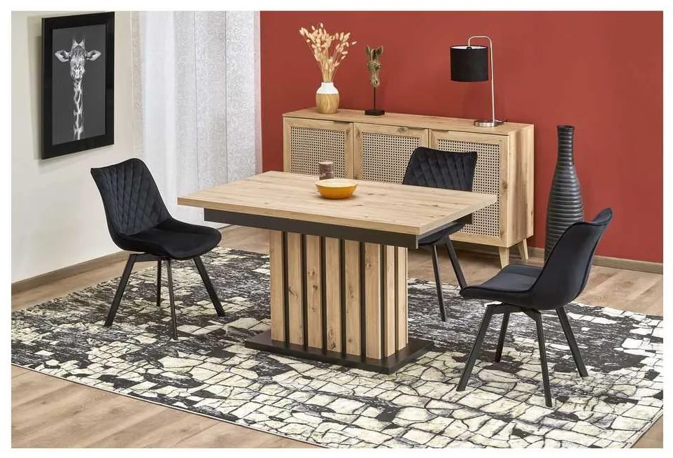 Masă de bucătărie Lamello 160 cm, stejar artisan / negru
