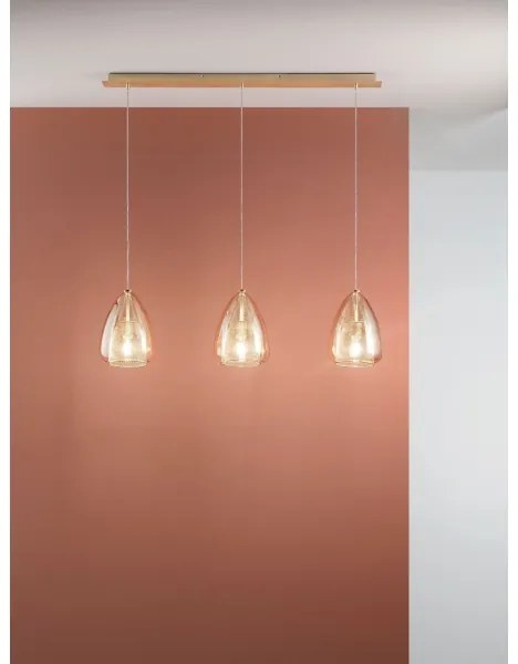 Lustră pe cablu BRITTON 3xE27/40W/230V auriu Fabas Luce 3673-48-125