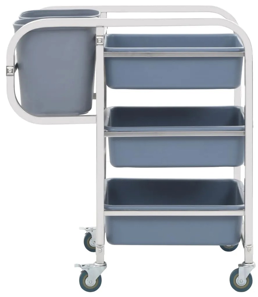 50918 vidaXL Cărucior de bucătărie cu recipiente din plastic, 82x43,5x93 cm