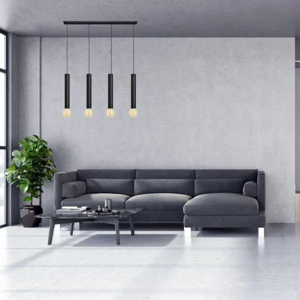 Lustră pe cablu TUBA 4xE27/15W/230V neagră