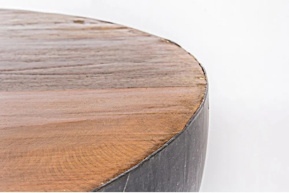 Măsuță de cafea gri/în culoare naturală rotundă din metal ø 90 cm Lancaster – Bizzotto