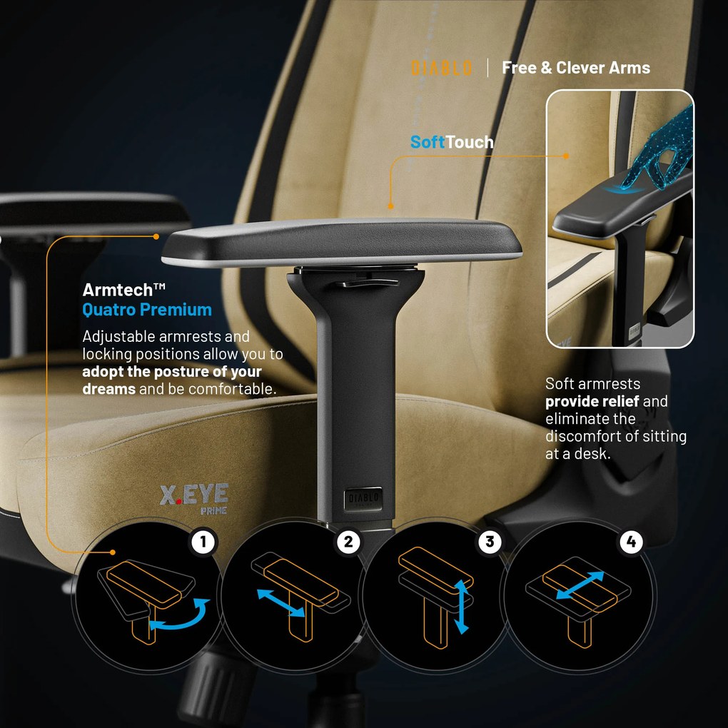 Scaun de gaming Diablo X.Eye Prime Broken Gold Normal Size