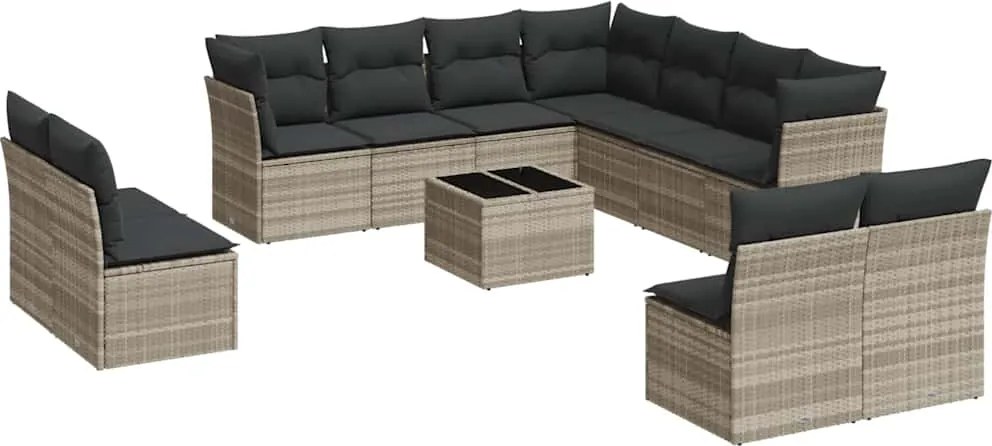 vidaXL Set canapele de grădină cu perne, 12piese gri deschis poliratan