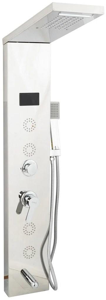 Panou de dus cu hidromasaj TRENDY'S , inox 5 functii digital cu led, crom lucios