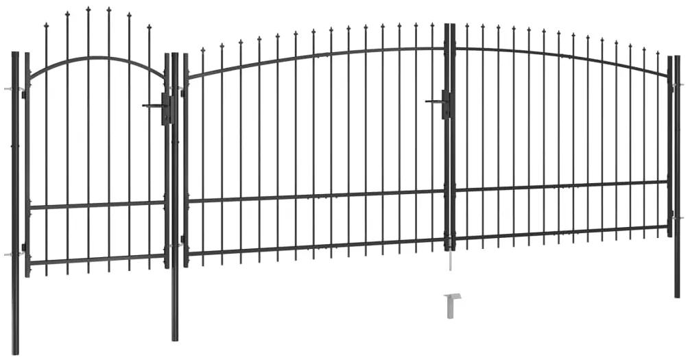 Poarta gard pentru gradina cu varf sulita, negru 5 x 2,25 m 5 x 2.25 m