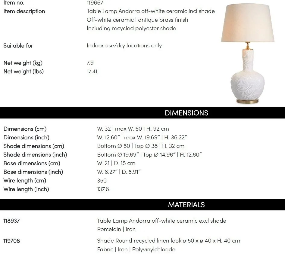 Lampa de masa LUX, Ceramica, Tesatura, Andorra, 119667 HZ