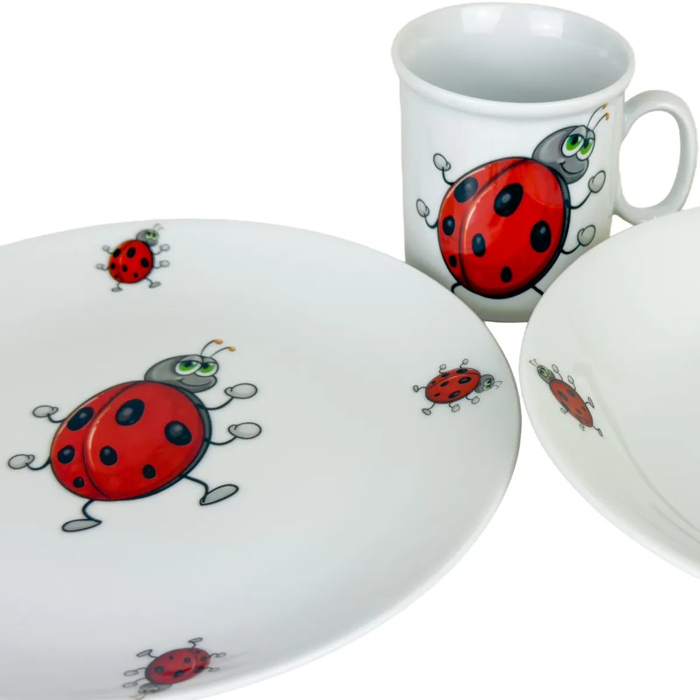 Thun Set de masă pentru copii din 3 piese, cumodel de buburuză