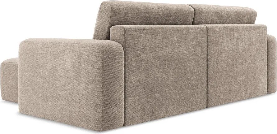 Colțar bej extensibil/cu spațiu de depozitare cu tapițerie din chenille (cu colț pe partea dreaptă/cu șezlong) Kona – Makamii