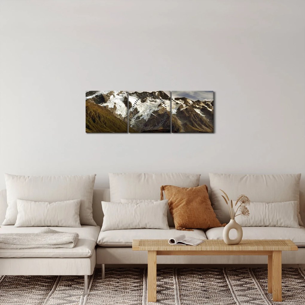 Tablou cu mutele Sefton, Noua Zeealnda (cu ceas) (90x30 cm)