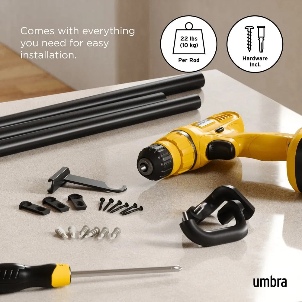 Galerie de perdea 168 - 365 cm extensibilă din oțel Twilight – Umbra