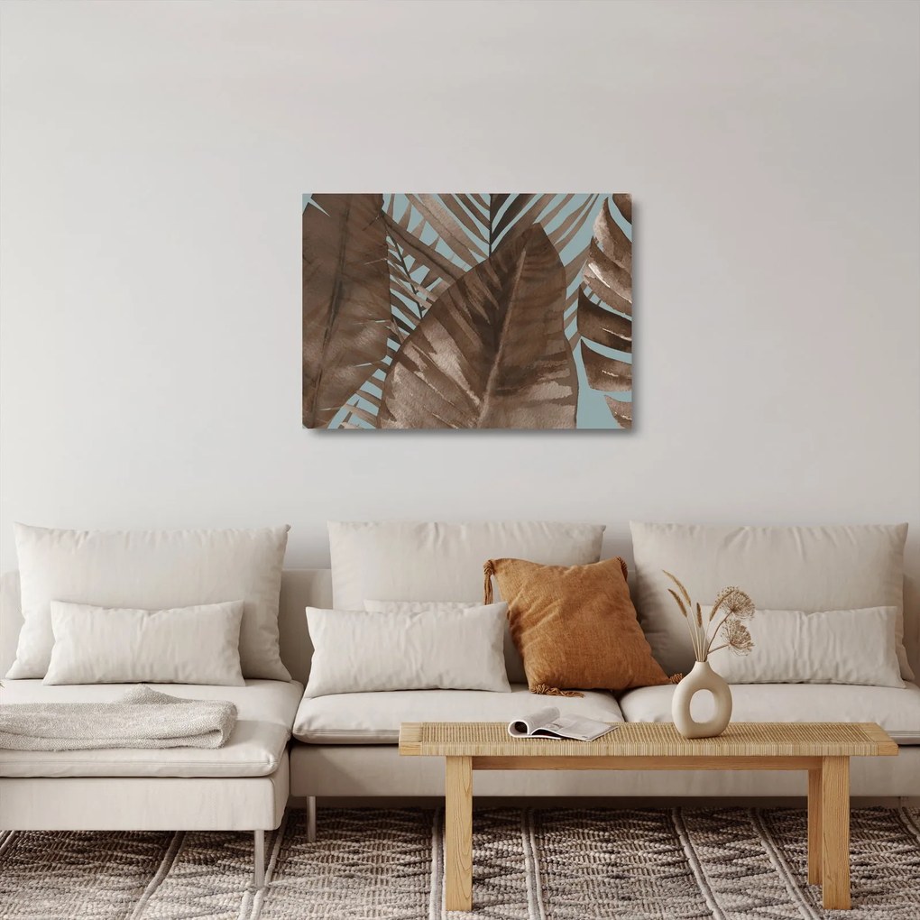 Tablou pe sticlă - Frunze de palmier acvarel (70x50 cm)
