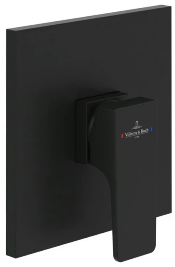 Baterie dus incastrata Villeroy&Boch Architectura Square negru mat fara corp ingropat